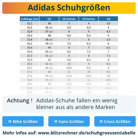 nike adidas größentabelle schuhe